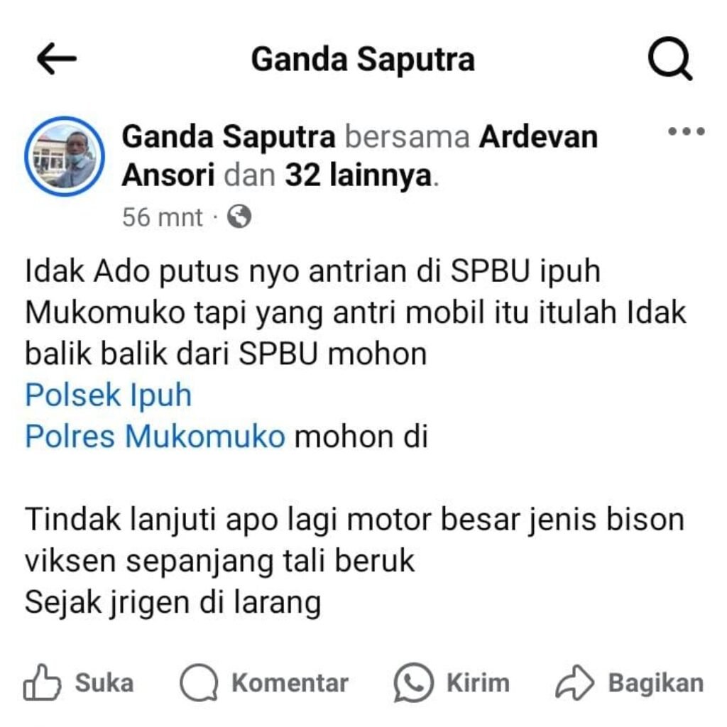 Disinyalir SPBU Ipuh Layani Pelansir Minyak,LSM PROGIB Angkat Bicara