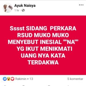 Pemuda Muhammadiyah Minta Jaksa Usut Inisial NA Diduga Menikmati Hasil Korupsi RSUD Mukomuko