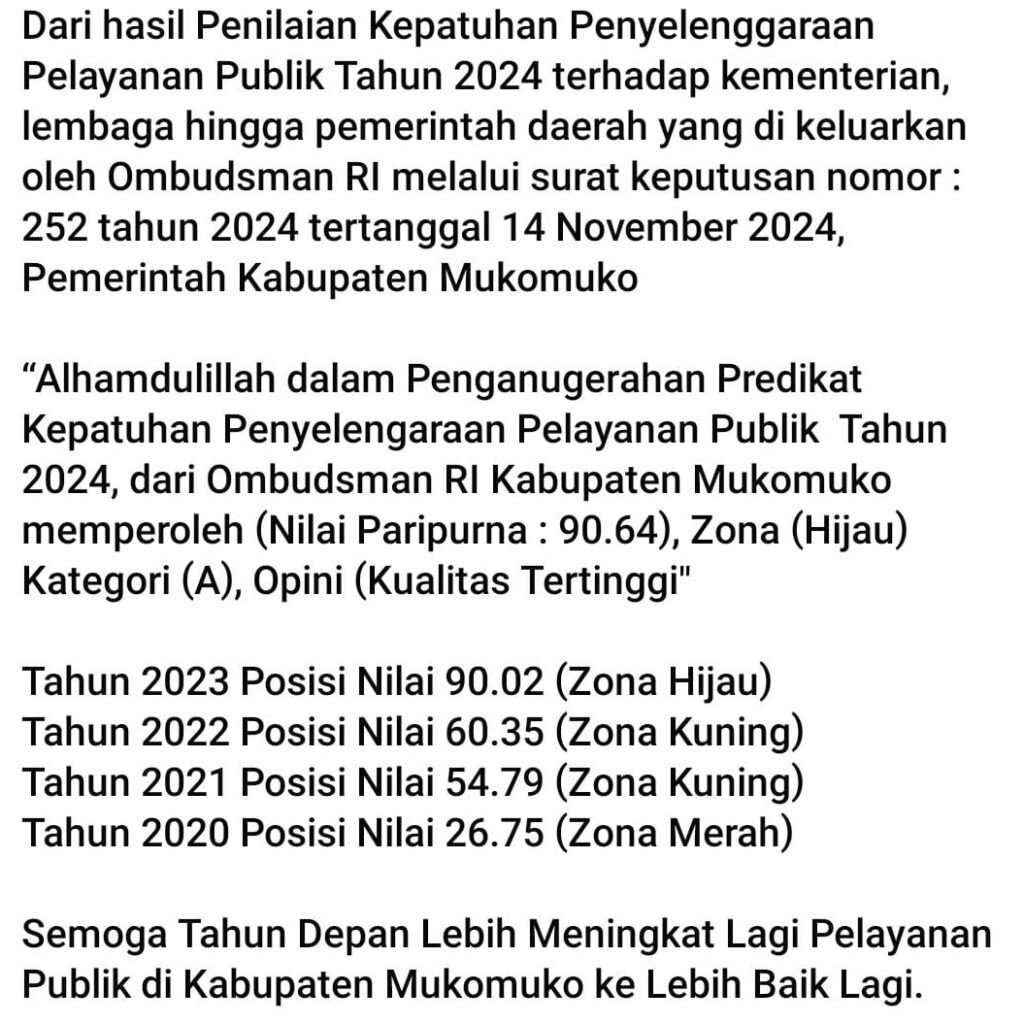 Pemerintahan Sapuan-Wasri: Meningkatkan Kualitas Pelayanan Publik di Kabupaten Mukomuko