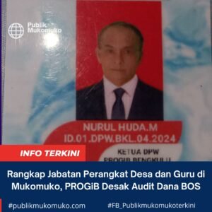 Rangkap Jabatan Perangkat Desa dan Guru di Mukomuko, PROGiB Desak Audit Dana BOS