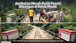 Gerak Cepat Polres Mukomuko, Jembatan Merah Putih Presisi Dibangun di Retak Mudik